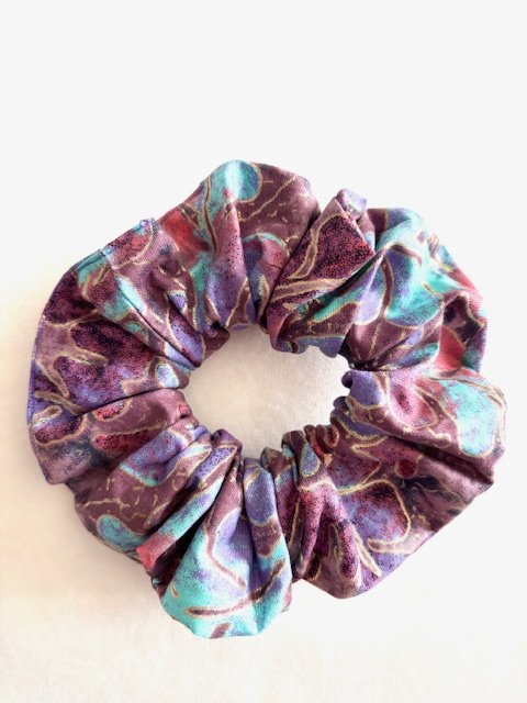 Chouchou wax prune bleu doré fait main