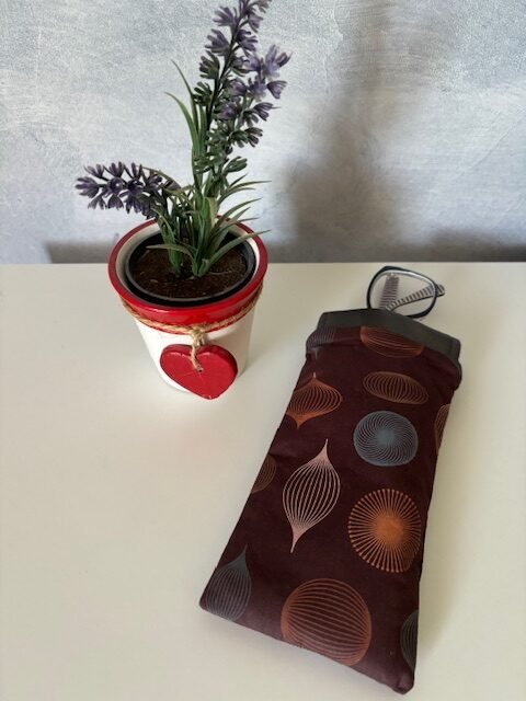 Étui à Lunettes coton graphiques marron