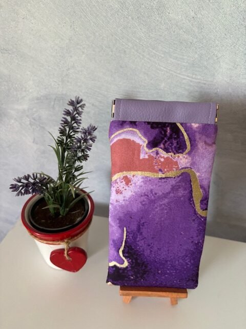 Étui à Lunettes wax violet terracotta doré