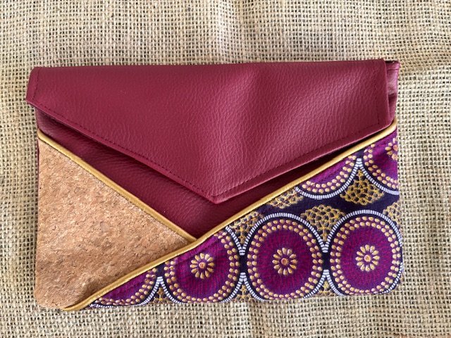 Pochette Padouk simili bordeaux - création unique