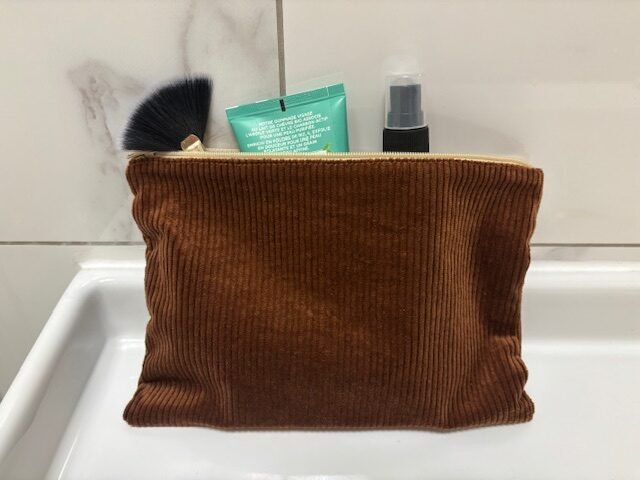 Pochette de Toilette et Maquillage Velours Côtelé Marron – Image 3