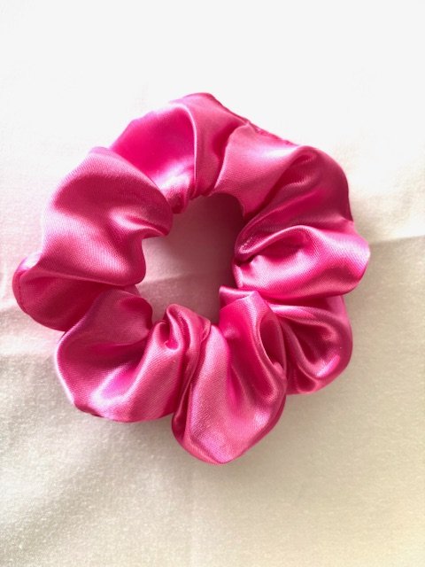 Chouchou satin rose fuchsia fait main