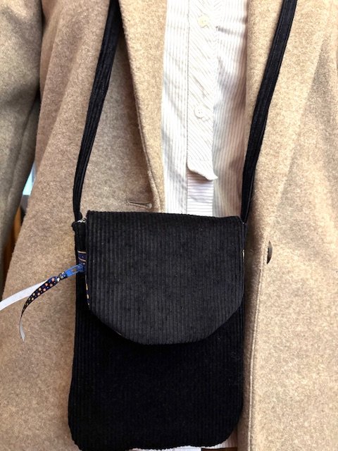 Mini sac bandoulière velours côtelé marine