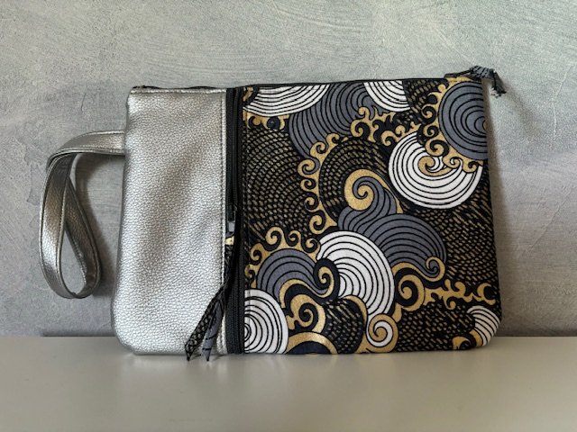 Pochette Woodlet Simili argenté et Wax gris