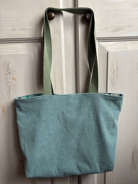 Sac Cabas Velours Côtelé vert caroline et Wax