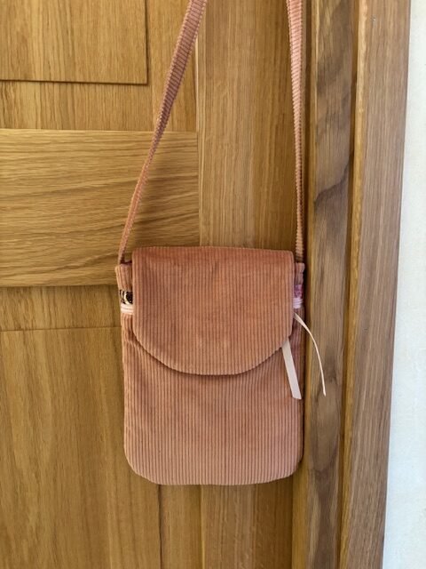 Mini sac bandoulière velours côtelé vieux rose