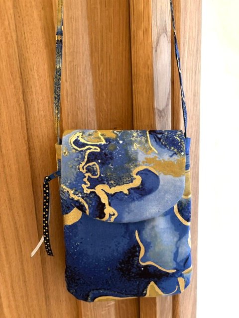 Mini sac bandoulière Wax bleu/doré